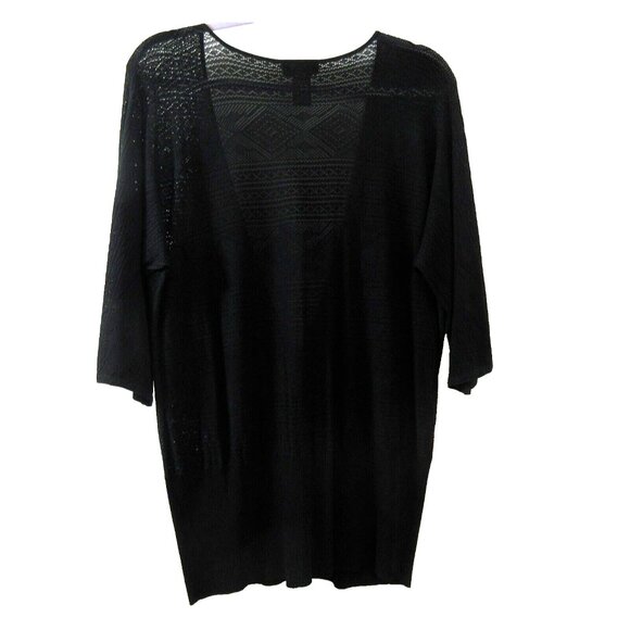 Lane Bryant Wrap Front Sweater 14/16 Black Open Knit Short Sleeve Layering Top - Picture 2 of 4
